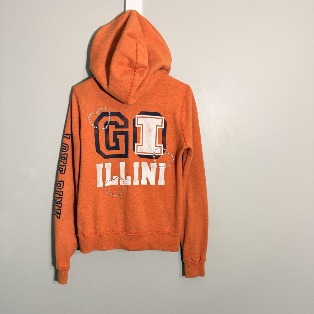 Victorias Secret Pink University of Illinois Go Illini Full Zip Hoodie Orange - Picture 5 of 5